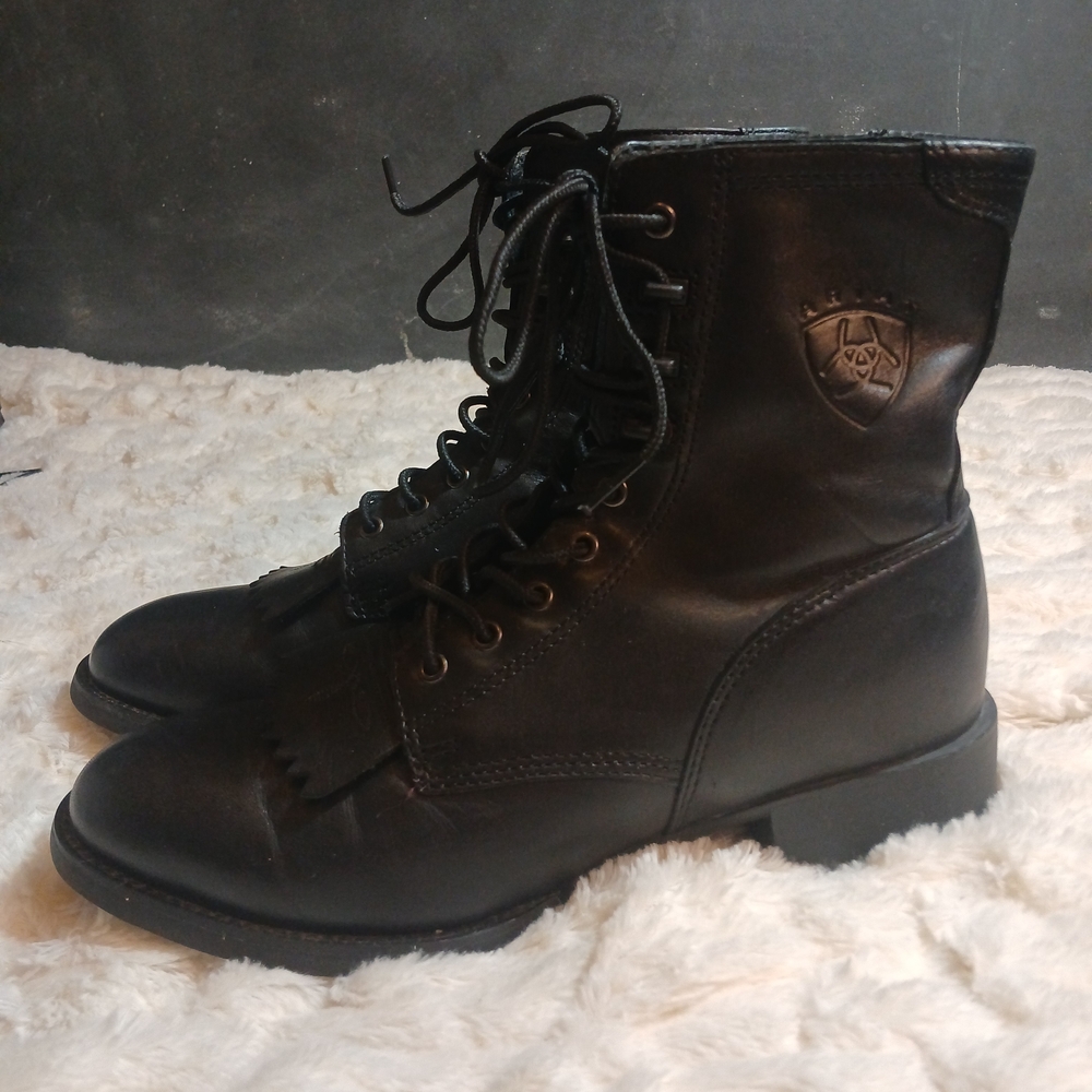 Ariat Heritage Black Leather Lace Kiltie Paddock Boots Mens Sz 8D Style 32501